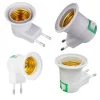 E27-LED-Light-Lamp-Bulbs-Socket-Base-Holder-EU-US-Plug-Adapter-ON-OFF-Switch-White E27 Soquete Led Base Suporte Adaptador Interruptor Liga/Desliga