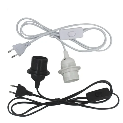 EU-US-Plug-Lamp-Base-Holder-Power-Cord-Cable-1-8m-E27-Hanging-Pendant-LED-Fixture Plug Com Base Para Lâmpada Com Cabo Alimentação 1.8m