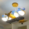 L-mpada-LED-suspensa-para-crian-as-Avi-o-Lustre-para-crian-as-Ilumina-o-do Luminária Infantil Avião Luz LED