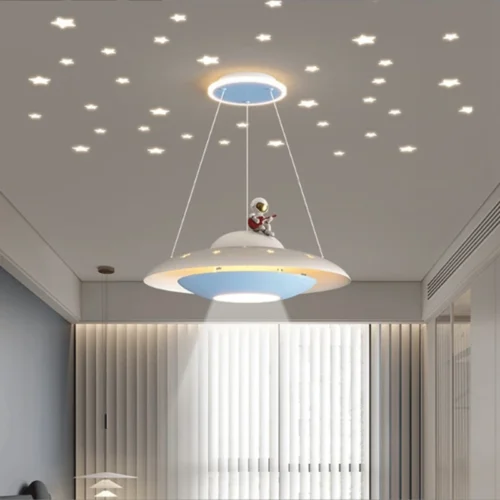 L-mpada-de-teto-inteligente-moderna-para-meninos-e-meninas-decora-o-interior-Lumin-ria-espa Luminária Infantil Disco Voador Alienígena