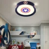 L-mpada-do-teto-LED-moderno-para-Quarto-das-Crian-as-Living-Jantar-Estudo-Corredor-Interior-1 Luminária Infantil Símbolo Super Homem e Capitão América Plafon Redondo De LED