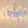 Lustre-de-cristal-colorido-para-o-quarto-das-crian-as-macaron-moderno-vela-do-arco-ris Luminária Lustre Infantil Colorido De Cristal