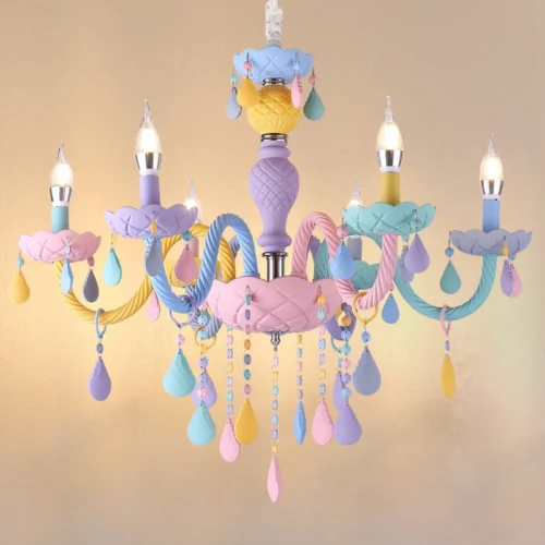 Luminária Lustre Infantil Colorido De Cristal