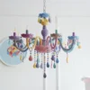 Lustres-de-cristal-arco-ris-para-quarto-infantil-velas-modernas-l-mpada-pingente-Princess-Makaron-decora-1 Luminária Lustres Infantil Colorido Arco-Íris