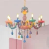 Lustres-de-cristal-arco-ris-para-quarto-infantil-velas-modernas-l-mpada-pingente-Princess-Makaron-decora Luminária Lustres Infantil Colorido Arco-Íris