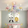 Lustres-de-cristal-arco-ris-para-quarto-infantil-velas-modernas-l-mpada-pingente-Princess-Makaron-decora-3 Luminária Lustres Infantil Colorido Arco-Íris