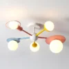 Luz-de-teto-n-rdica-dos-desenhos-animados-para-crian-as-lustre-do-quarto-abajur-de Luminária Sobrepor Infantil Com Bolas Brancas