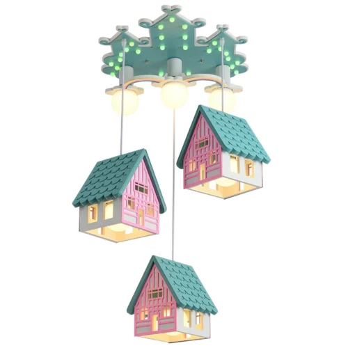 Luzes-LED-para-decora-o-de-sala-ilumina-o-interior-do-candelabro-l-mpadas-de-teto Luminária Infantil Formato Casinha Luz de LED