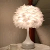 Luzes-led-para-o-quarto-pode-ser-escurecido-pena-l-mpada-de-cabeceira-rom-ntico-ornamento Abajur Moderno Cúpula Em Forma de Penas