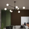 Modern-Glass-Brass-Chandelier-Fixtures-Nordic-Pendant-Lights-Quarto-Restaurante-Caf-L-mpada-de-suspens-o-2 Luminária Sobrepor Moderna Bola De Vidro Iluminação Geral e Forte