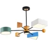 Modern-Nordic-Wood-Chandelier-Lamp-Quarto-Infantil-Sala-de-Jantar-Sala-de-Estar-Candeeiros-Suspensos-Lumin Luminária Infantil Lustre Colorido