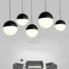 Moderna-Bola-De-Vidro-Redonda-Luz-Pingente-Pendurado-L-mpada-Lustre-Preto-Sala-De-Jantar-Cozinha-2 Pendente Bola De Vidro Branca e Preta