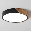 N-rdico-Circular-LED-L-mpada-do-teto-Log-Decor-Macaron-Simples-Moderno-Personalidade-Criativa-Lumin Luminária Sobrepor Redonda Difusor Acrílico e Detalhe em Madeira