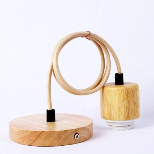 Natural-Color-E27-Hanging-Lamp-Holder-Single-head-Screw-Socket-Lampshade-Base-Lights-Fixture-Wooden-Ceiling Suporte Lâmpada Suspensa Soquete E27 Cor Madeira Natural
