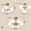 Nordic-LED-Hanging-Chandelier-para-Casa-Haste-De-Cobre-Bola-De-Vidro-Luz-De-Teto-Sala-3 Luminária Sobrepor Moderna Iluminação Forte Bola Vidro Branca