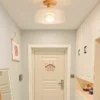 Nordic-Wooden-ceiling-lamp-Frosted-glass-lamp-Living-room-Aisle-Bedroom-Cloakroom-Balcony-Corridor-lamps-and-3 Luminária Sobrepor Plafon Redonda Vidro Quadriculado