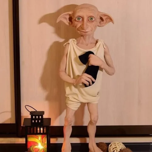Novo-16cm-Halloween-Elf-Est-tua-Harryed-Magic-World-Dobby-Elf-Escultura-Figura-Resina-Ornamentos-Collectible Escultura Dobby Elfo Doméstico Réplica Inspiração Filme Harry Potter