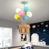 Luminária Infantil Pendente Balão Voador De Casa De Madeira Criativa