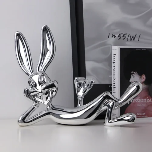 S8ee9d47ece424da0a28bbaf36028fc5aa Escultura Moderno Cartoon Pernalonga Resina