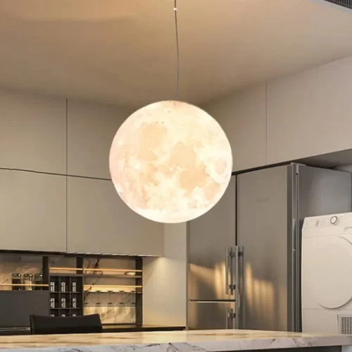 SANDYHA-Full-Moon-Chandelier-Pendant-Light-LED-Lamp-for-Living-Dining-Room-Bedroom-Bar-Table-Lights Pendente Moderno Bola Acabamento Textura Imitando A Luz