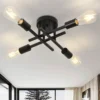 Semi-Flush-Mount-Lustre-Moderno-Ilumina-o-do-Meio-S-culo-Lumin-ria-Negra-Perto-do Luminária Sobrepor Moderna Sputnik Preta