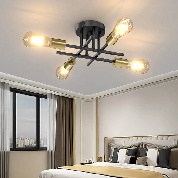 Semi-Flush-Mount-Lustre-Moderno-Ilumina-o-do-Meio-S-culo-Lumin-ria-Negra-Perto-do-2