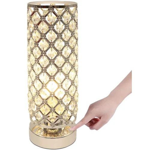 Toque-moderno-LED-abajur-de-cabeceira-Regul-vel-Carregamento-USB-Prote-o-ocular-Cristal-Abajur-Design Abajur Pequeno De Cristal Led De LED Carregamento USB