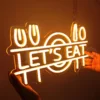 Vamos-Comer-Sinal-de-Luz-de-Neon-LED-Garfo-Faca-Colher-Prato-Prato-Comida-Restaurante-Cozinha Letreiro "Vamos Comer" Luz Neon LED