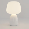 luminaria-abajur-porcelana-branca-e-cupula-de-vidro-marca-miresa Abajur Creme Cogumelo Cerâmica Proteção Ocular