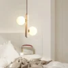 Cream-Style-LED-Pendant-Lamp-Quarto-Cabeceira-Lustre-Bola-de-Bolha-Magic-Bean-Restaurante-Retro-Lumin-1 Pendente Com Estrutura Acabamento Pedra Com Bolas De Vidro