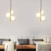 Cream-Style-LED-Pendant-Lamp-Quarto-Cabeceira-Lustre-Bola-de-Bolha-Magic-Bean-Restaurante-Retro-Lumin-3 Pendente Com Estrutura Acabamento Pedra Com Bolas De Vidro