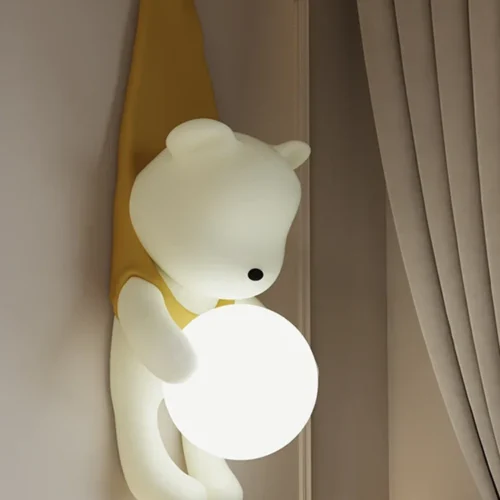Luminária Infantil (Quarto Bebê), Arandela Urso segurando Bola Branca