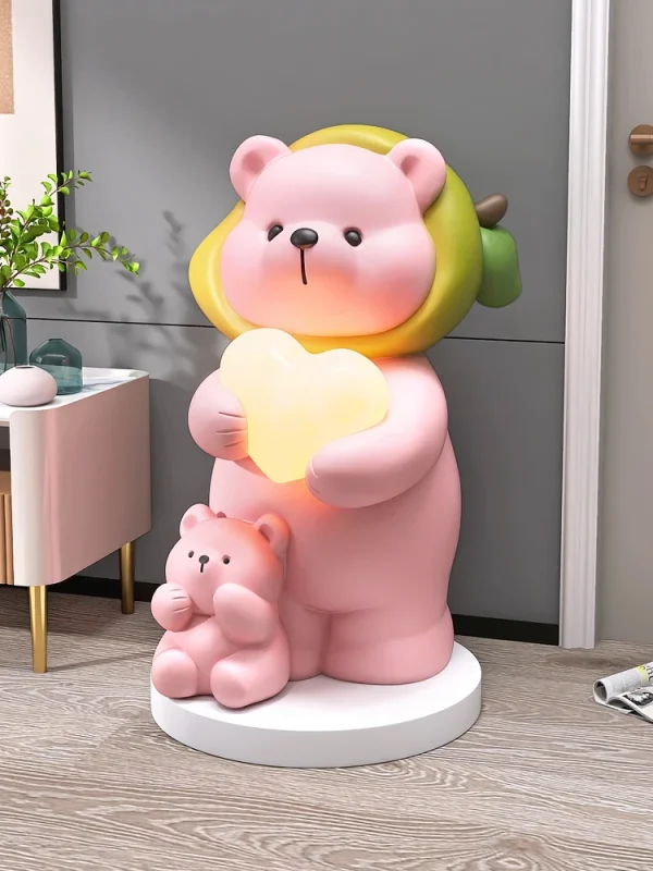 Decora-o-bonito-da-est-tua-do-urso-grande-luz-do-assoalho-esculturas-do-arm-rio
