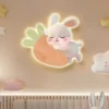 Desenho-animado-coelho-pendurado-pintura-com-luz-led-decora-o-moderna-quarto-principal-fundo-da-cabeceira-1 Luminária Infantil (Quarto Criança), Arandela Coelho Luz LED