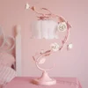 Estilo-europeu-abajur-de-cabeceira-estilo-europeu-rom-ntico-rosa-princesa-rosa-rosa-flor-cora-o-2 Luminária Infantil Design Romântico Florido