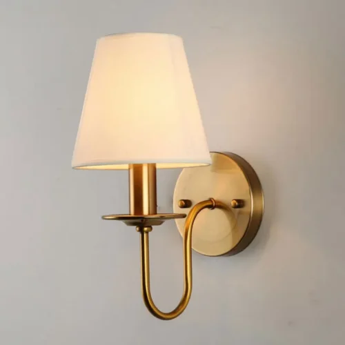 Estilo-europeu-simples-moderno-tecido-l-mpada-de-parede-cabeceira-luz-corredor-sala-hotel-estudo-escrit Arandela Moderna Dourado Cúpula Tecido