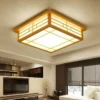 Japon-s-madeira-maci-a-LED-l-mpada-do-teto-Log-Tatami-Luz-Quarto-Luz-Sala-1 Luminária Sobrepor Quadrada Japonês Madeira Maciça Log Tatami