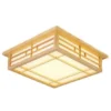 Japon-s-madeira-maci-a-LED-l-mpada-do-teto-Log-Tatami-Luz-Quarto-Luz-Sala Luminária Sobrepor Quadrada Japonês Madeira Maciça Log Tatami