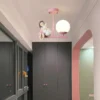 L-mpada-de-Tecto-de-Cabeceira-Infantil-Menina-Menino-Arte-Da-Parede-Desenhos-Animados-Criativos-Prote Luminária Pendente Infantil (Quarto De Criança), Bola Com Escultura