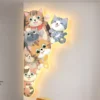 L-mpada-de-parede-LED-para-meninas-pintura-de-gato-de-canto-decora-o-interior-arandelas Luminária Infantil (Quarto Criança), Arandela Desenho Gatinhos Luz LED