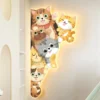 L-mpada-de-parede-LED-para-meninas-pintura-de-gato-de-canto-decora-o-interior-arandelas-2 Luminária Infantil (Quarto Criança), Arandela Desenho Gatinhos Luz LED