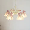 Lustres-LED-rosa-com-arco-para-quarto-de-crian-as-l-mpadas-de-vidro-franc-s Lustres Rosa Com Arco Design Francês Romântico