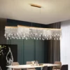 Lustre Moderno Dourado Pingentes De Cristal