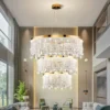 Lustre Moderno Dourado Pingentes De Cristal