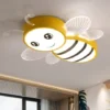 Luz-de-teto-LED-Plafonnier-Bee-para-crian-as-lustre-regul-vel-para-meninas-e-meninos Luminária Infantil Quarto de Bebê, Formato Abelha