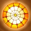 Moda-moderna-tiffany-lumin-ria-de-teto-europeu-colorido-desenho-vidro-l-mpada-do-teto-casa-2 Luminária Sobrepor Tiffany Vitral Europeu Colorido