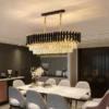 Moderno-Quarto-Sala-De-Jantar-Ilumina-o-Luxo-Cristal-Pingente-Luzes-Ouro-Lustre-Teto-Decora-es-2 Lustre Moderno Dourado Com Cristais Transparentes K9