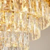 Moderno-Quarto-Sala-De-Jantar-Ilumina-o-Luxo-Cristal-Pingente-Luzes-Ouro-Lustre-Teto-Decora-es-3 Lustre Moderno Dourado Com Cristais Transparentes K9