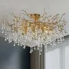 Nordic-Gold-Teto-Chandelier-Ilumina-o-LED-para-o-quarto-Grandes-lumin-rias-de-teto-Sala Luminária Sobrepor Forma De Galho De árvore Com Gota Cristal K9