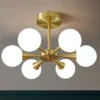 Nordic-LED-Chandelier-for-Kitchen-L-mpada-pendente-suspensa-Ilumina-o-interior-Decor-Fixture-Bola-de Luminária Sobrepor Dourado Com Bola De Vidro